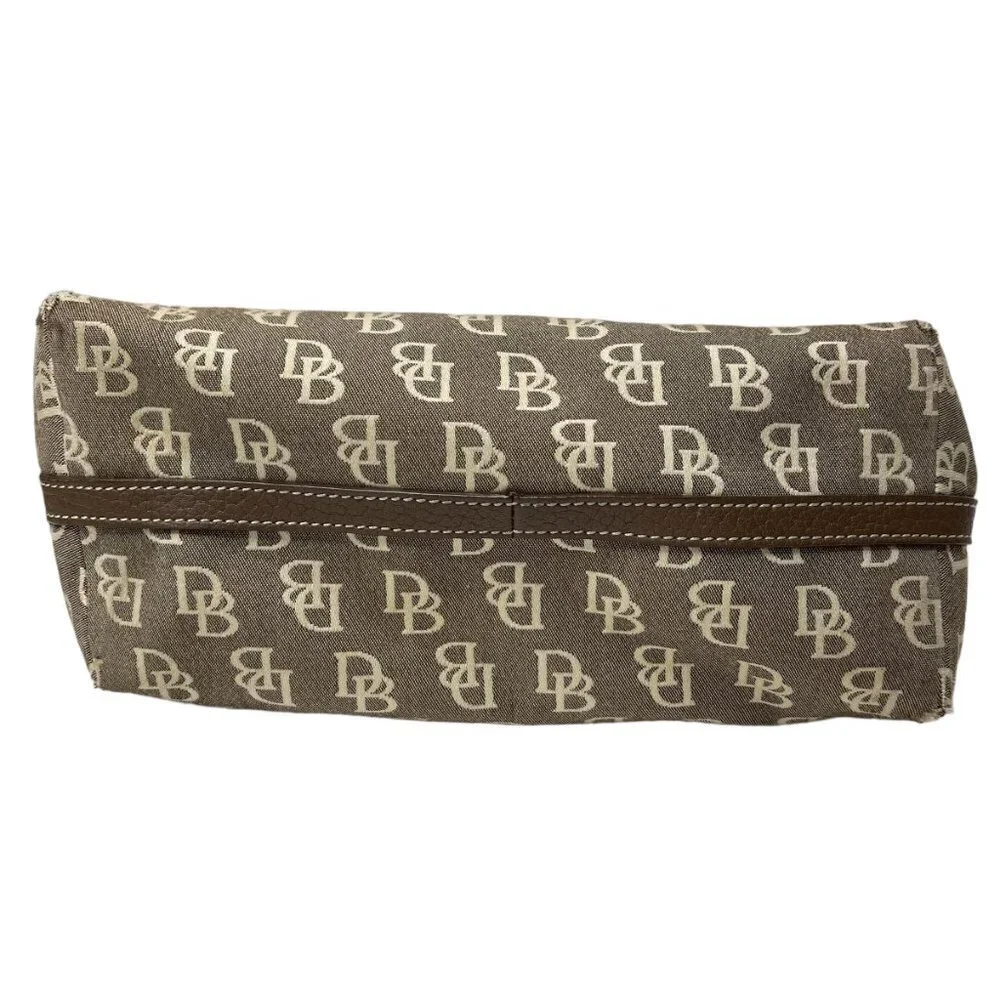 Dooney & Bourke Purse Monogram Canvas Vintage Shoulder Bag Satchel Brown Y2K